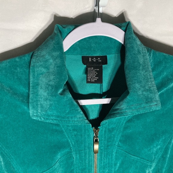 37-3 R.Q.T green pin wale corduroy zip up jacket M - Picture 2 of 9